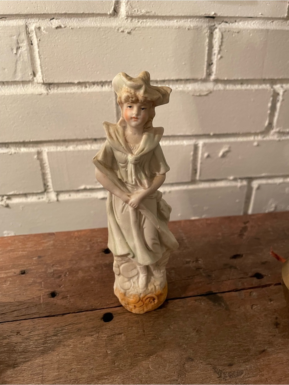 Vintage Bisque Porcelain Belle Epoque Girl Figurine White/Beige